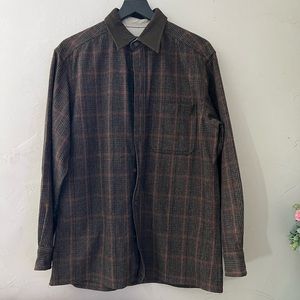 Woolrich Men's Wool Brown Plaid Shirt w/ Elbow Patches  Size M